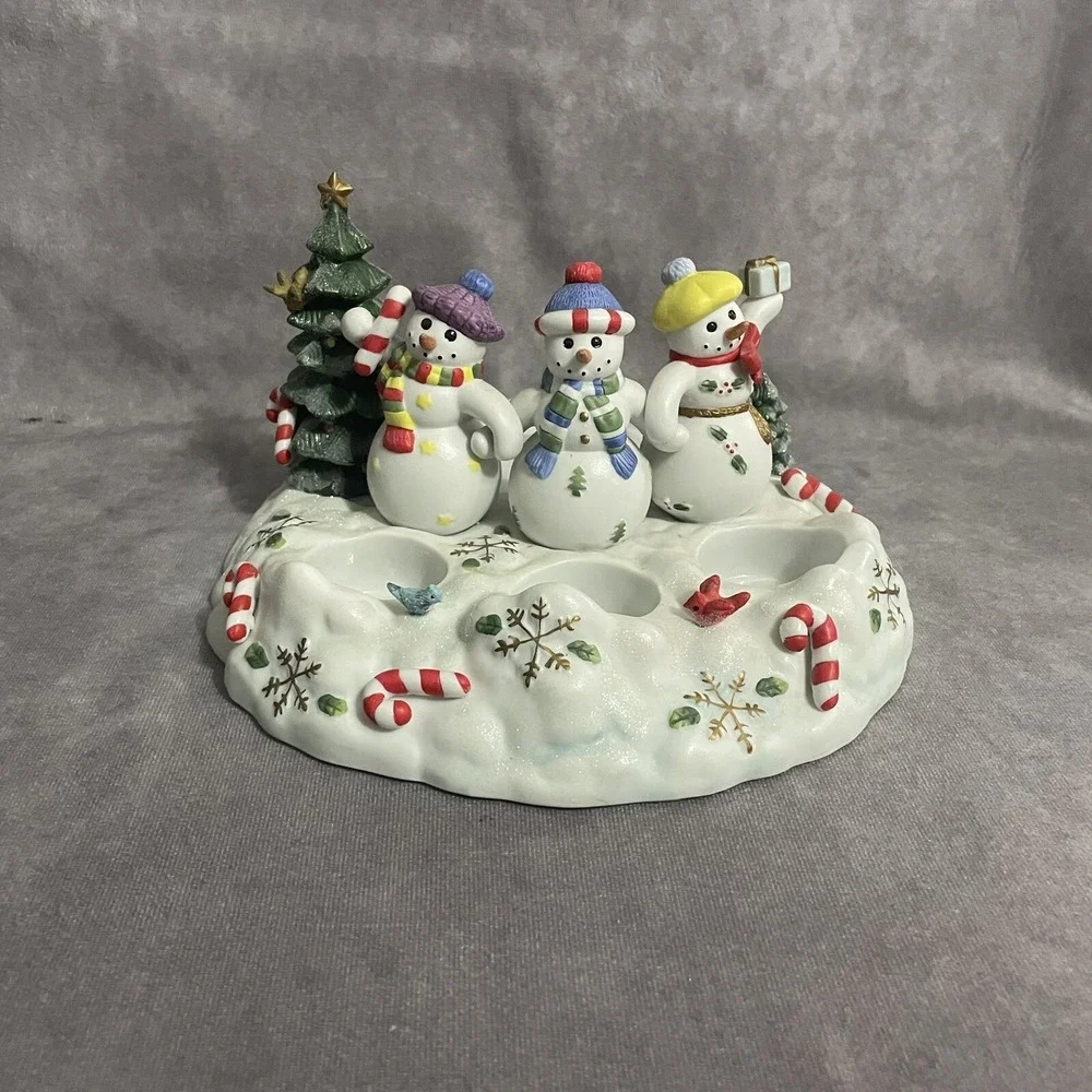 Partylite Snowbell Tealight & Pillar Candle Holder P7650 Snowman w Box Christmas - Picture 3 of 8